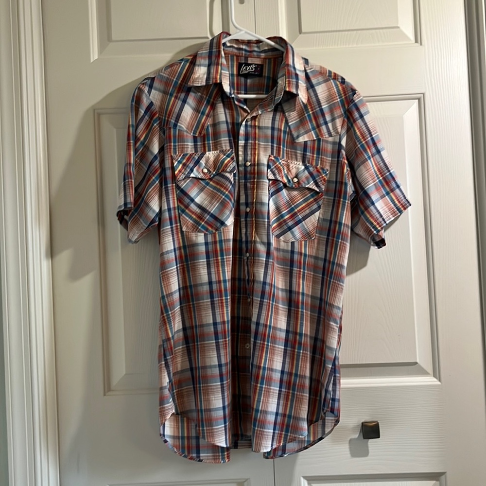 Levi's Mens Western Snap Down Short Sleeved Shirt-Size Large